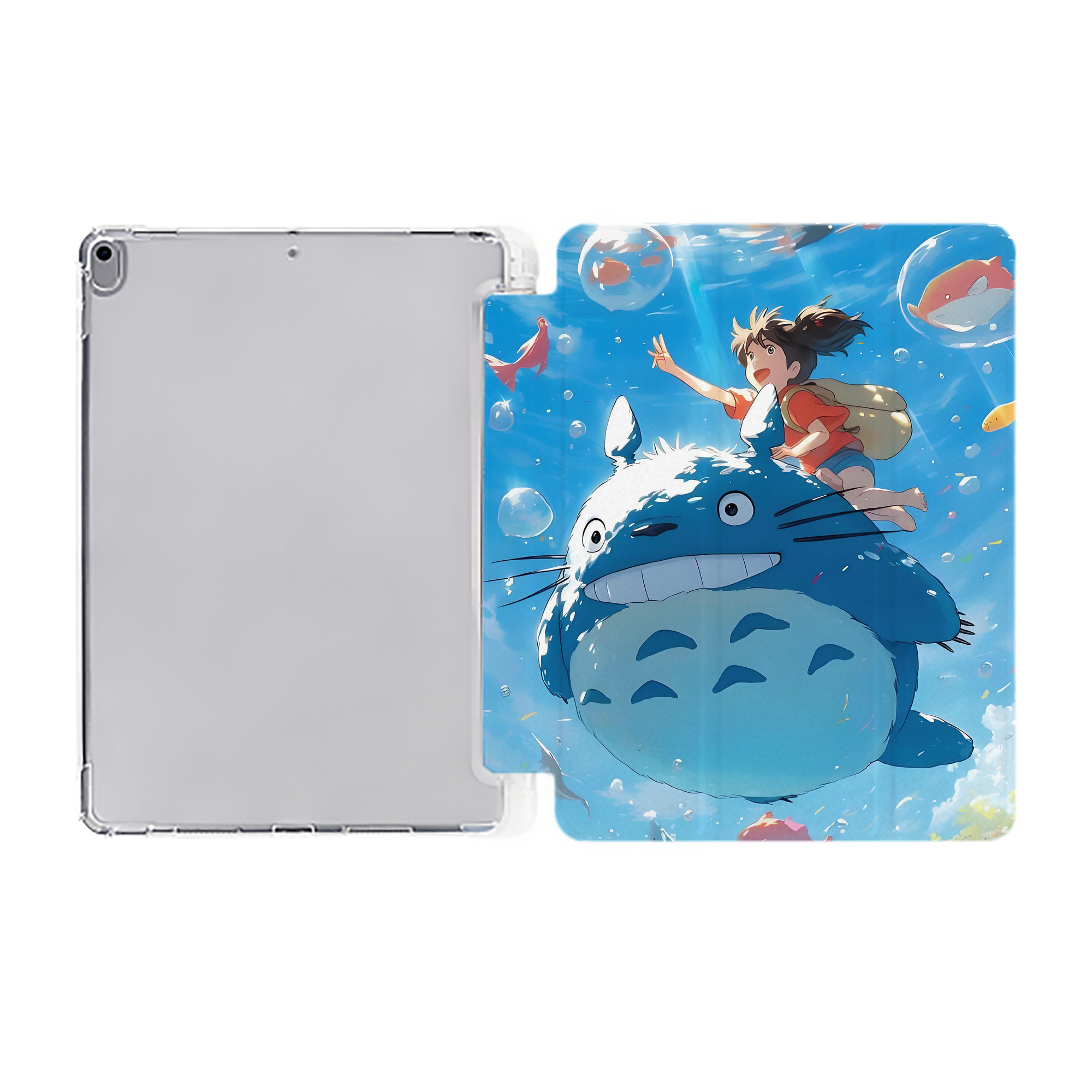 （画像用） となりのトトロ 草壁メイ 草壁サツキ My Neighbor Totoro Satsuki Kusakabe Mei Kusakabe IPad ケース ペン収納付き 三つ折りスタンド PUレザー×シリコン 対応機種9.5/10.5/10.9インチ